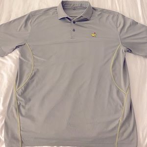 Official Masters Golf Polo (Size L) - Grey w/ Lime Trim